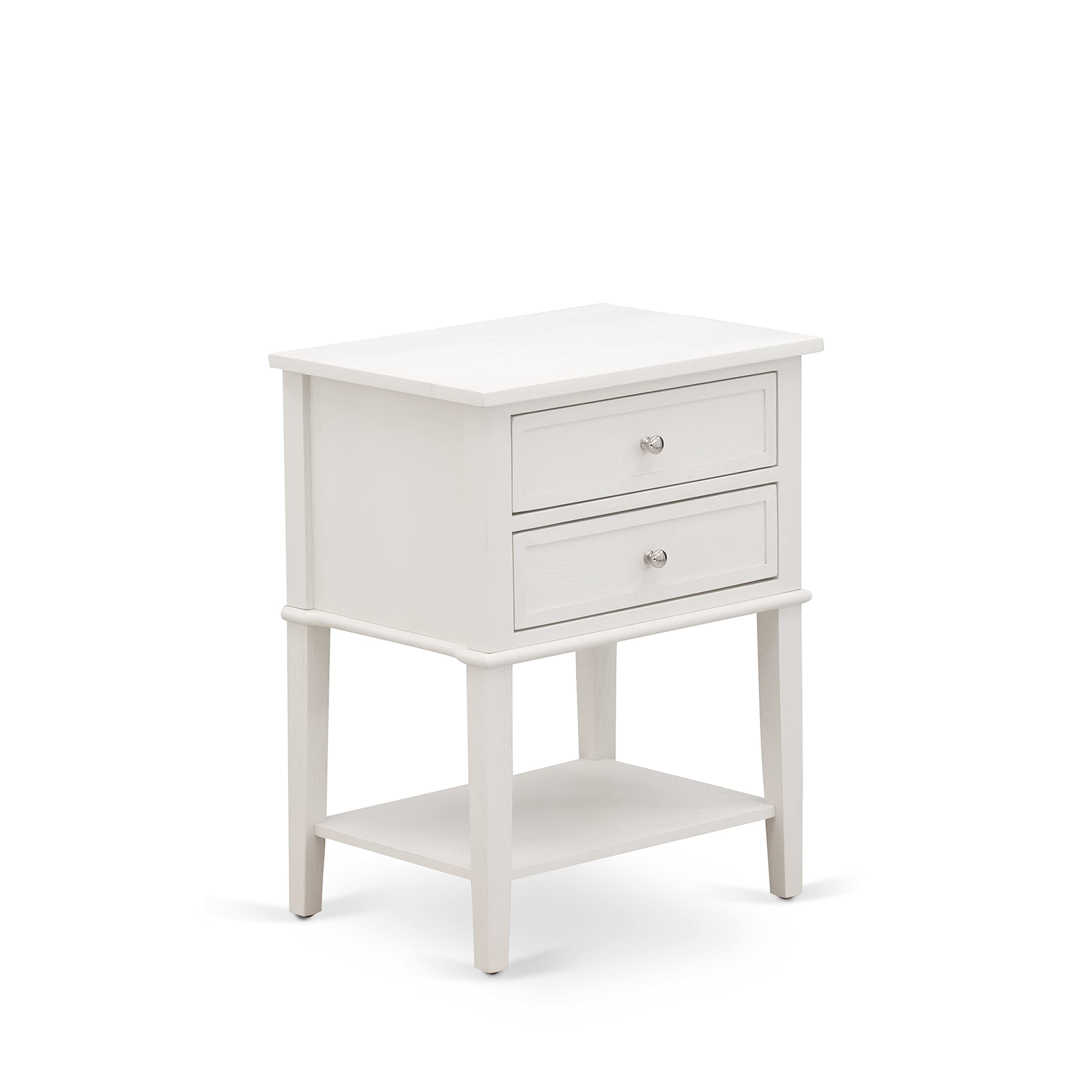 East West Furniture VL-0C-ET Valencia Modern End Table - Rectangle Night Stand with 2 Drawers for Bedroom, 16x22 Inch Inch, Wirebrushed Buttercream